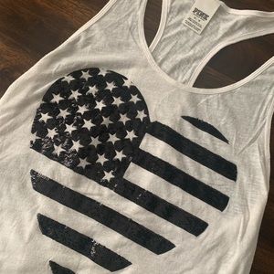 VS Razorback Tank Top with Sequin American Flag